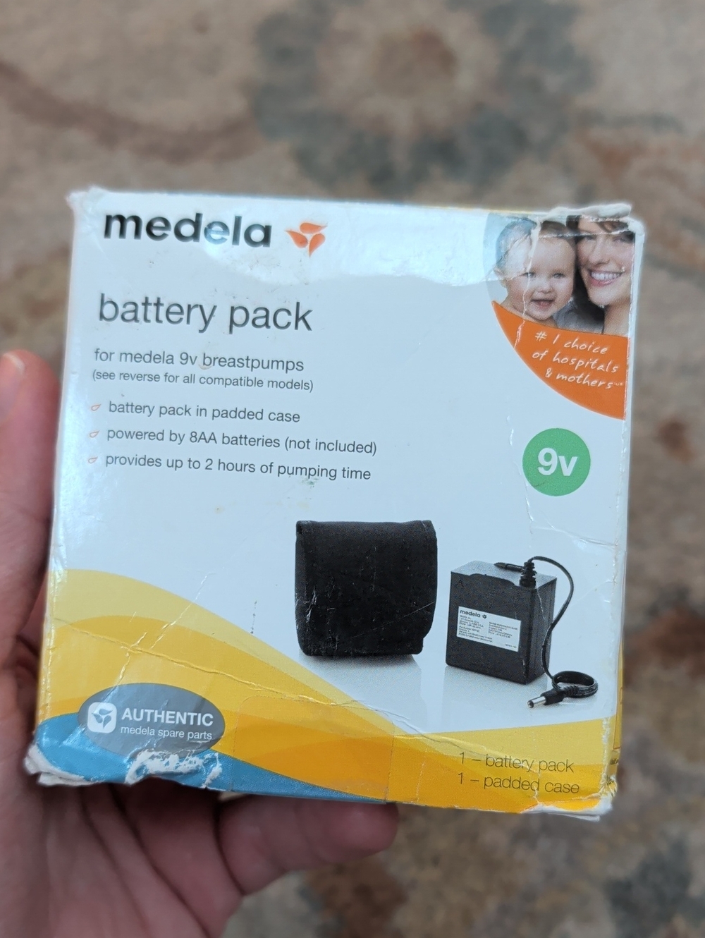 Medela Battery Pack 9v Box in White, Yellow and Green